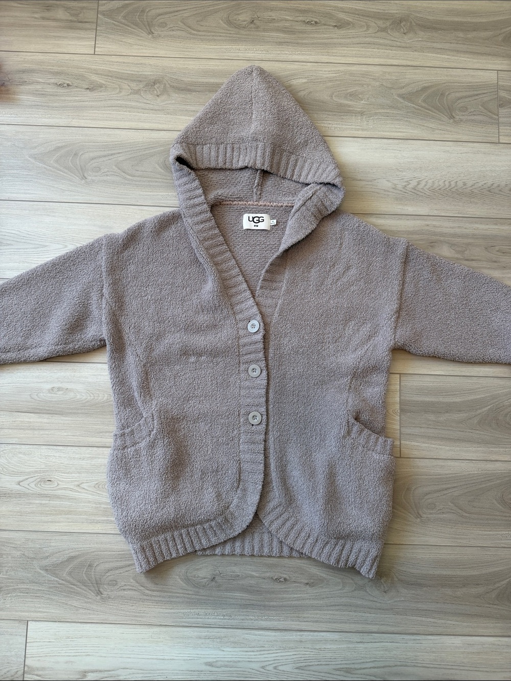 UGG Taupe Hooded Button-Front Cardigan